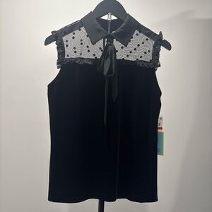 CeCe Black and White Polka Dot Blouse